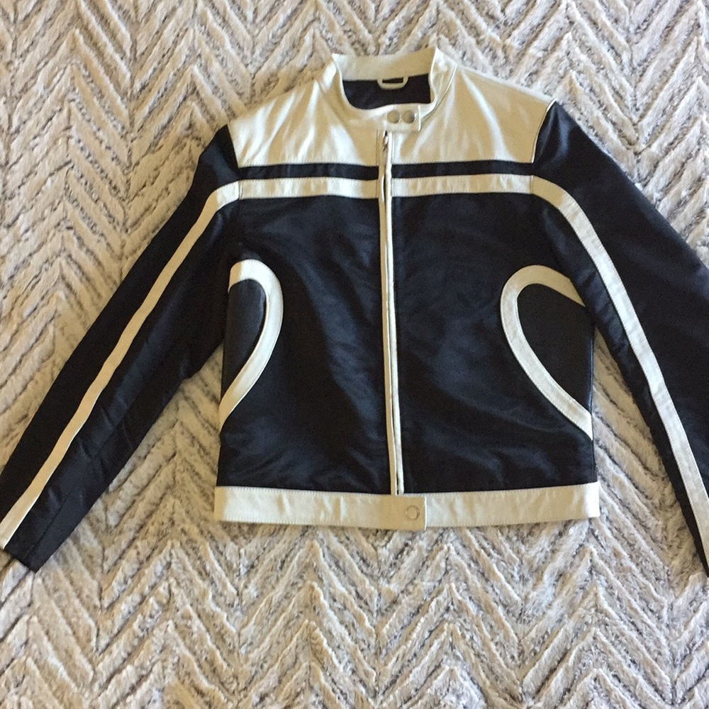 Vera Pelle Italian Sporty Leather-Like & Nylon Jacket